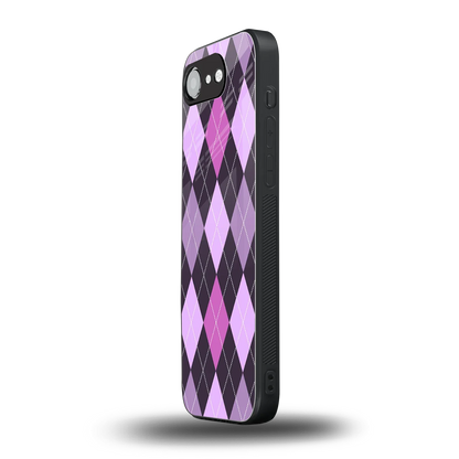 Argyle Purple iphone 16e mobile cover | shockproof glass phone case