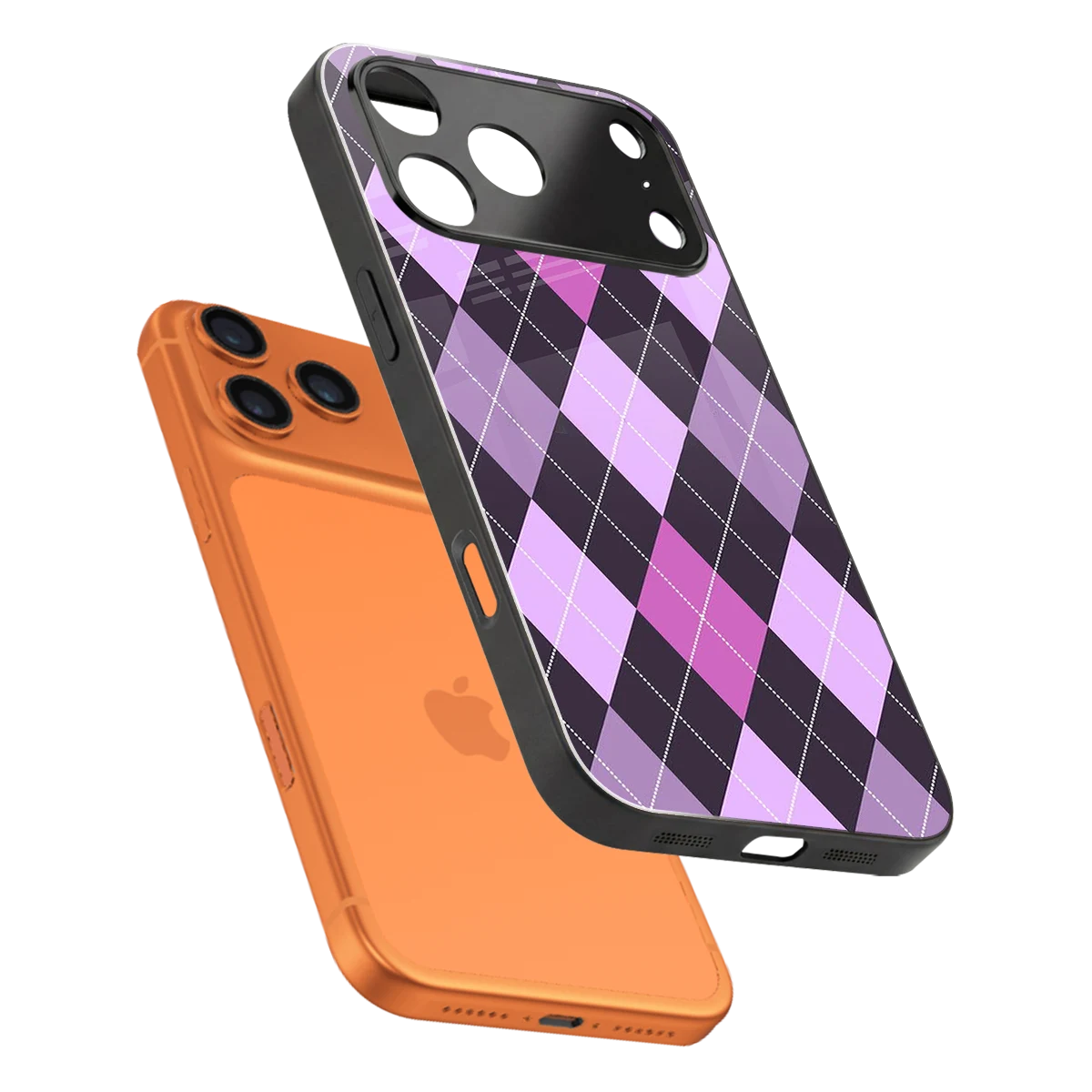 Argyle Purple sleek iphone 17 pro max cover with tempered glass back and TPU edges