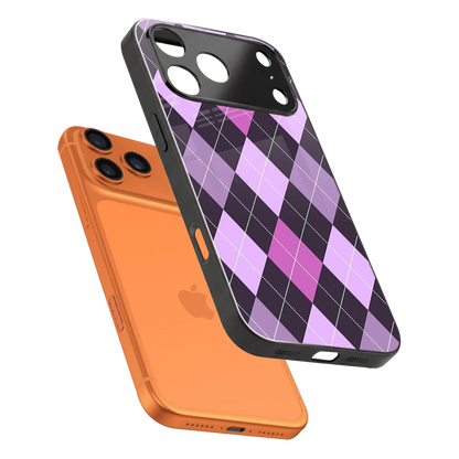 Argyle Purple sleek iphone 17 pro max cover with tempered glass back and TPU edges