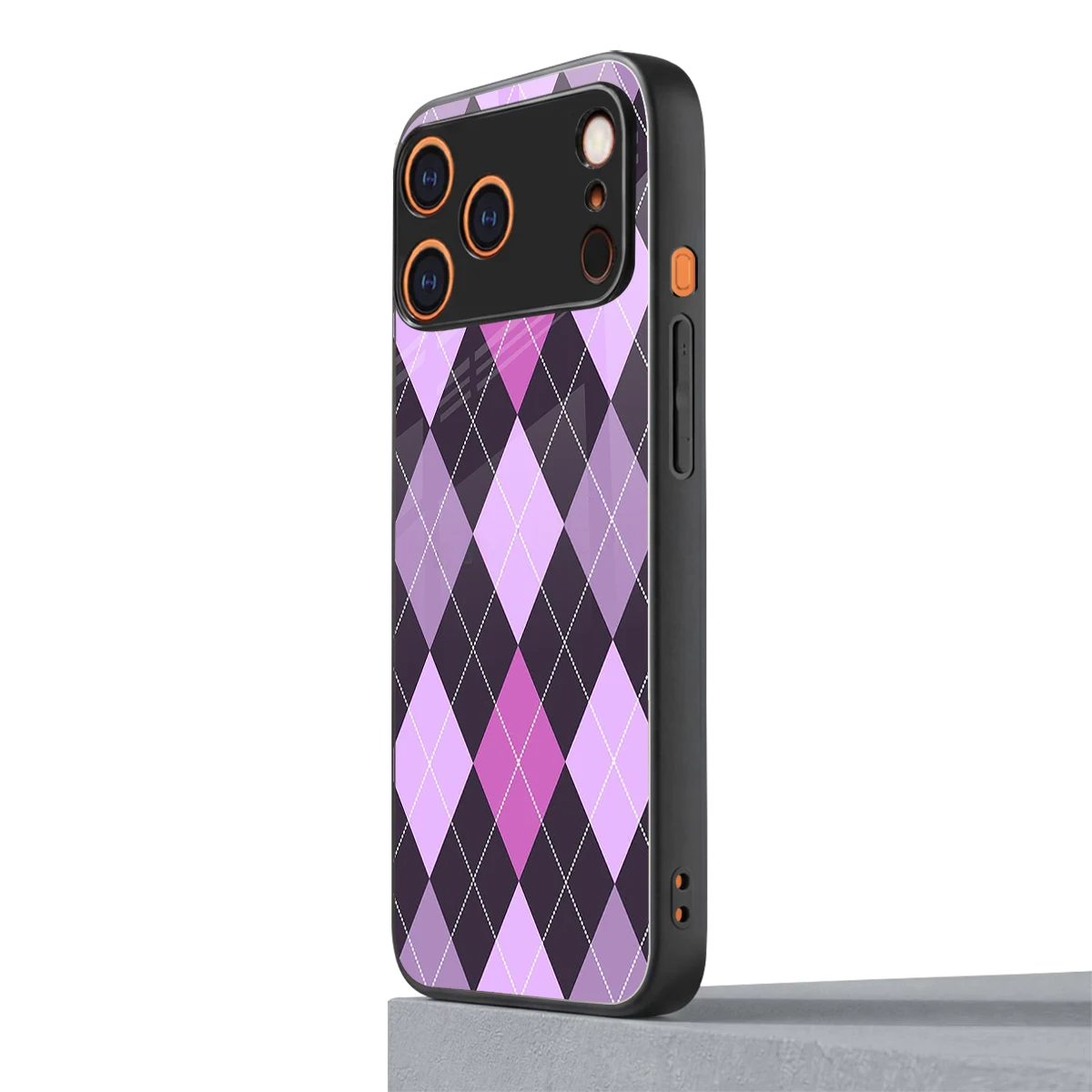 Argyle Purple iphone 17 pro max mobile cover | shockproof glass phone case