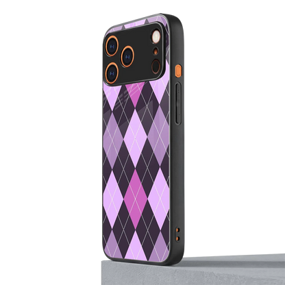 Argyle Purple iphone 17 pro max mobile cover | shockproof glass phone case
