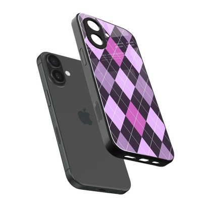 Argyle Purple sleek iphone 17 cover with tempered glass back and TPU edges