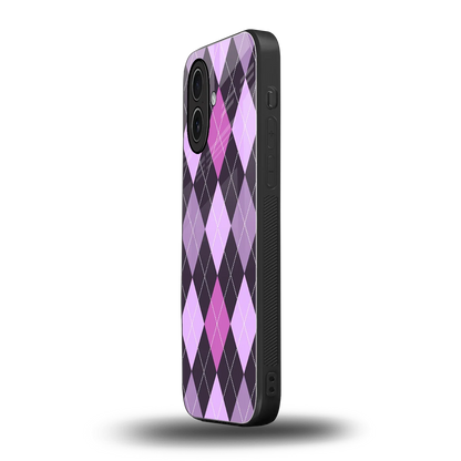 Argyle Purple iphone 17 mobile cover | shockproof glass phone case