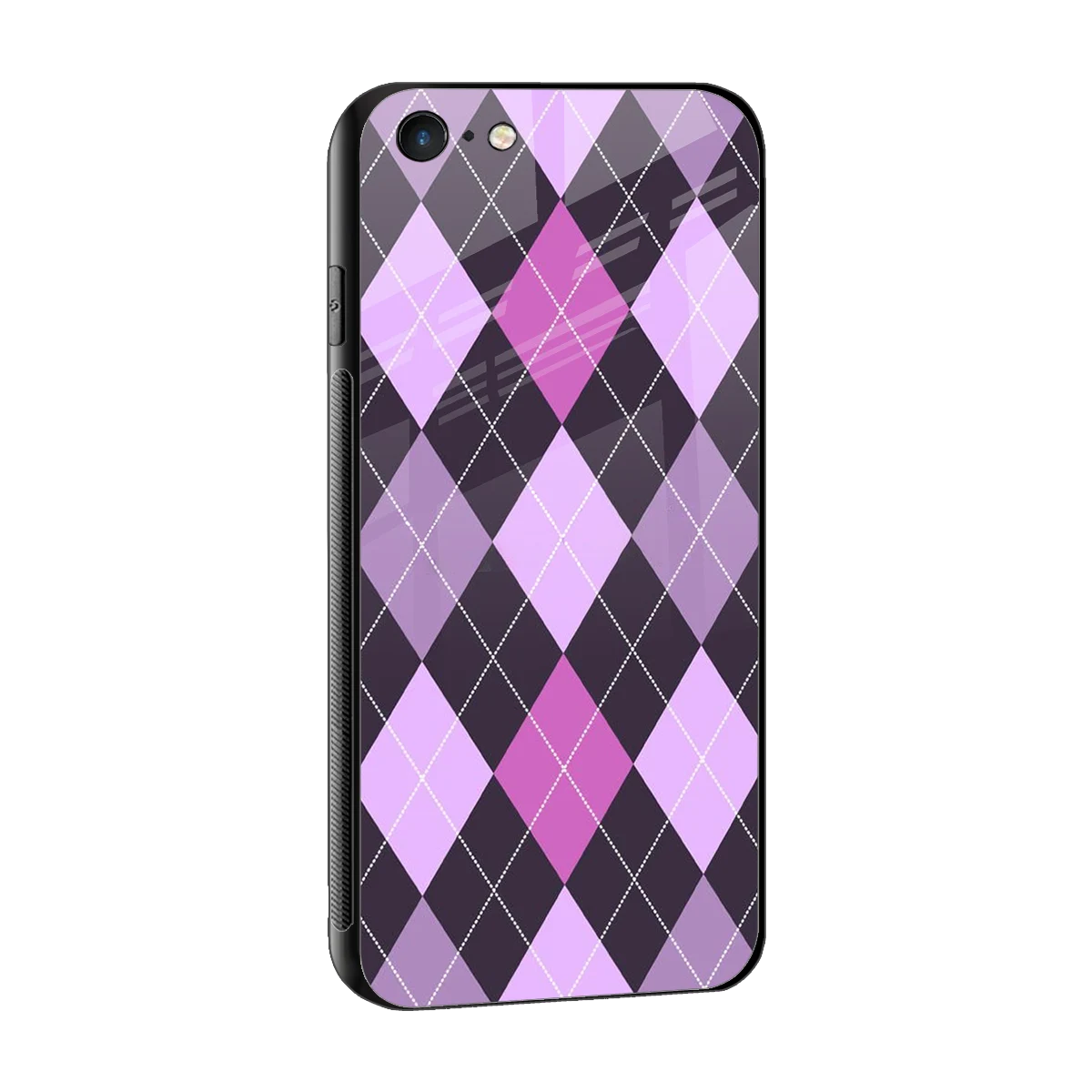 Argyle Purple sleek iphone 6s cover with tempered glass back and TPU edges