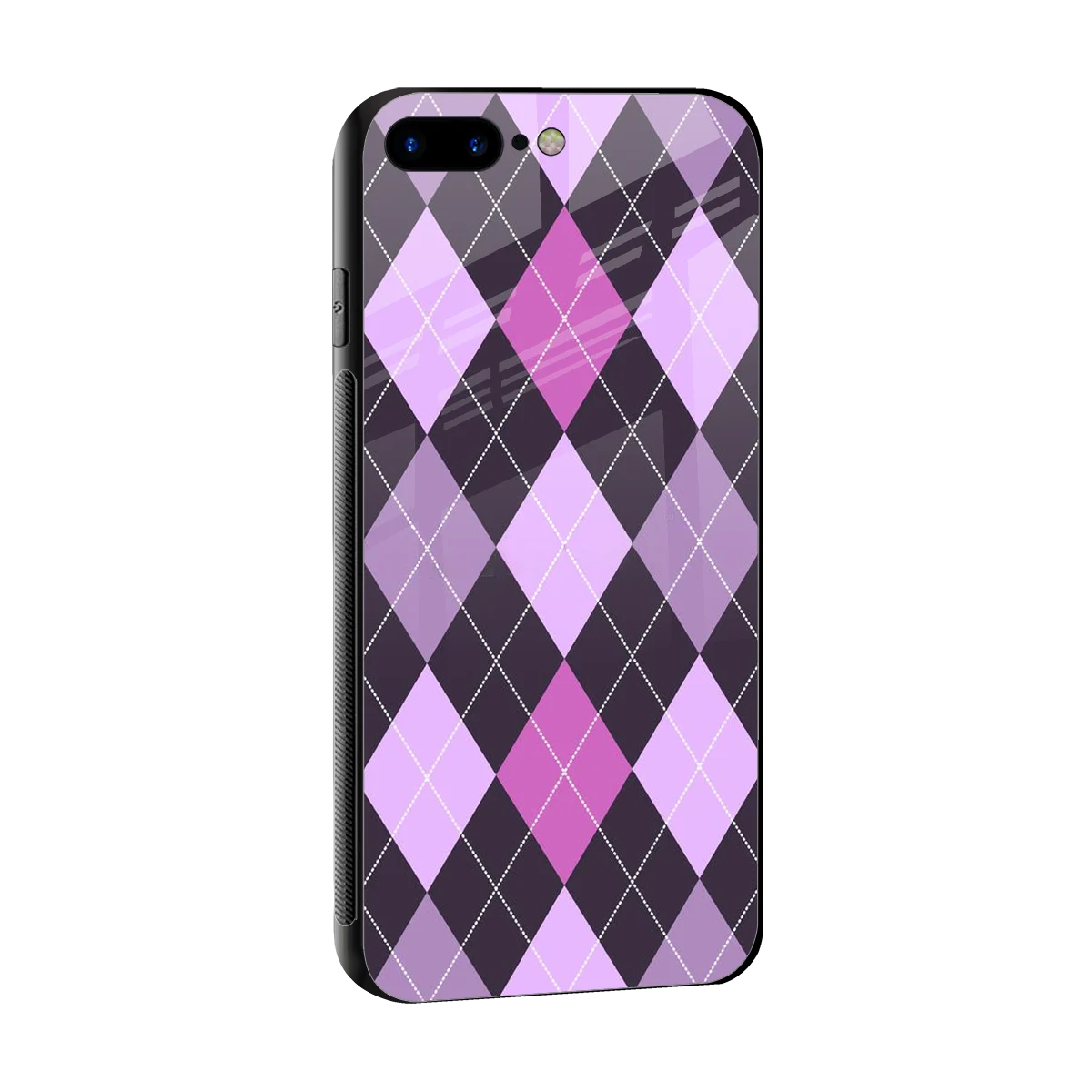 Argyle Purple sleek iphone 7 plus cover with tempered glass back and TPU edges