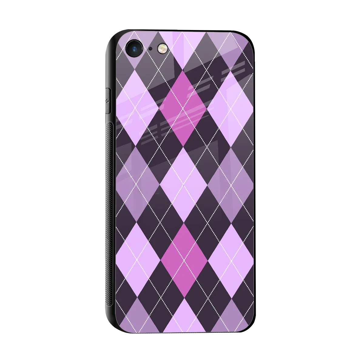 Argyle Purple sleek iphone 7 cover with tempered glass back and TPU edges