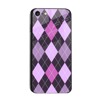 Argyle Purple sleek iphone 7 cover with tempered glass back and TPU edges