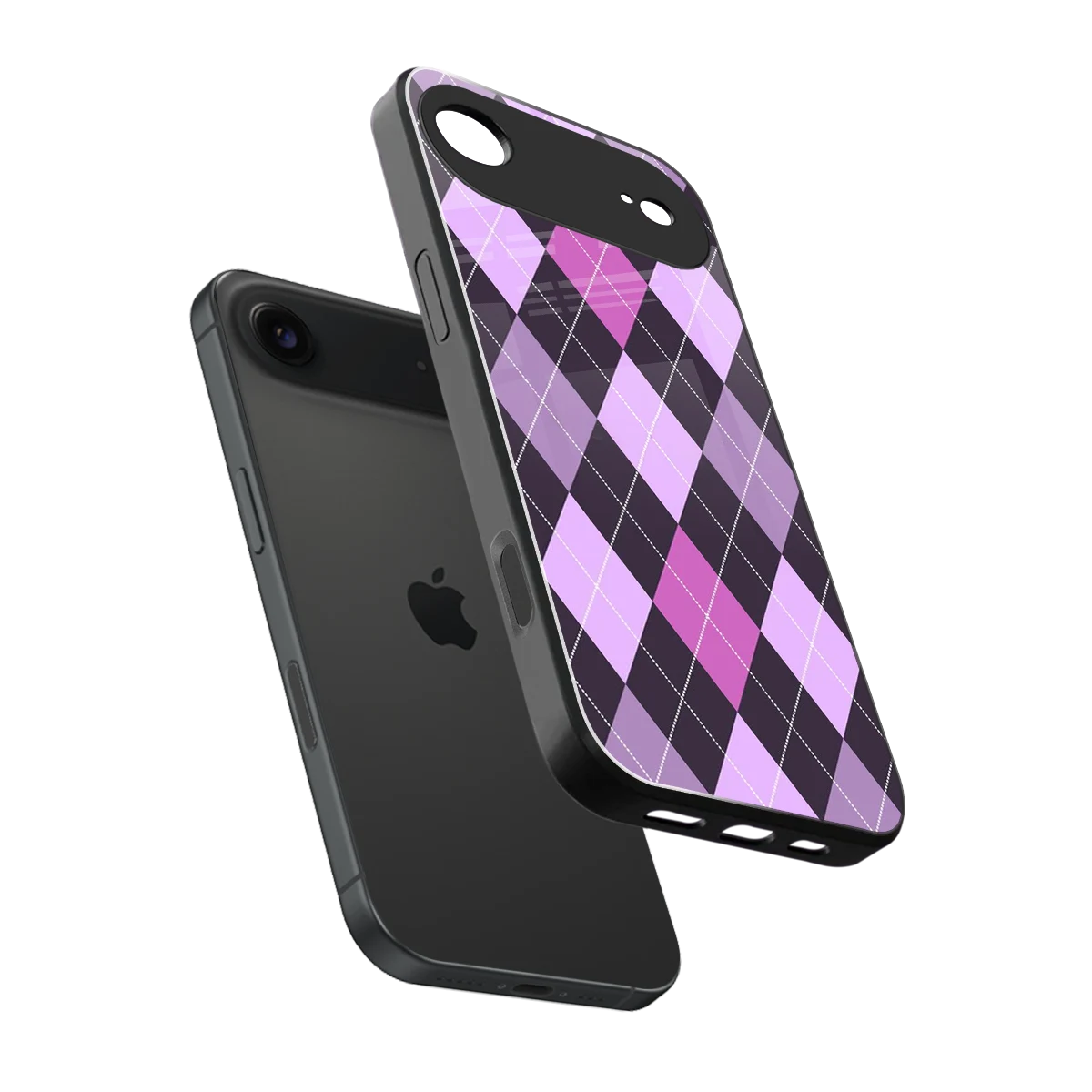 Argyle Purple sleek iphone air cover with tempered glass back and TPU edges