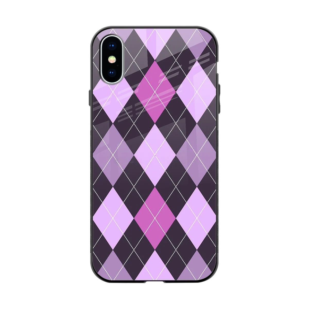 Argyle Purple back phone cover | glass case for iphone xs