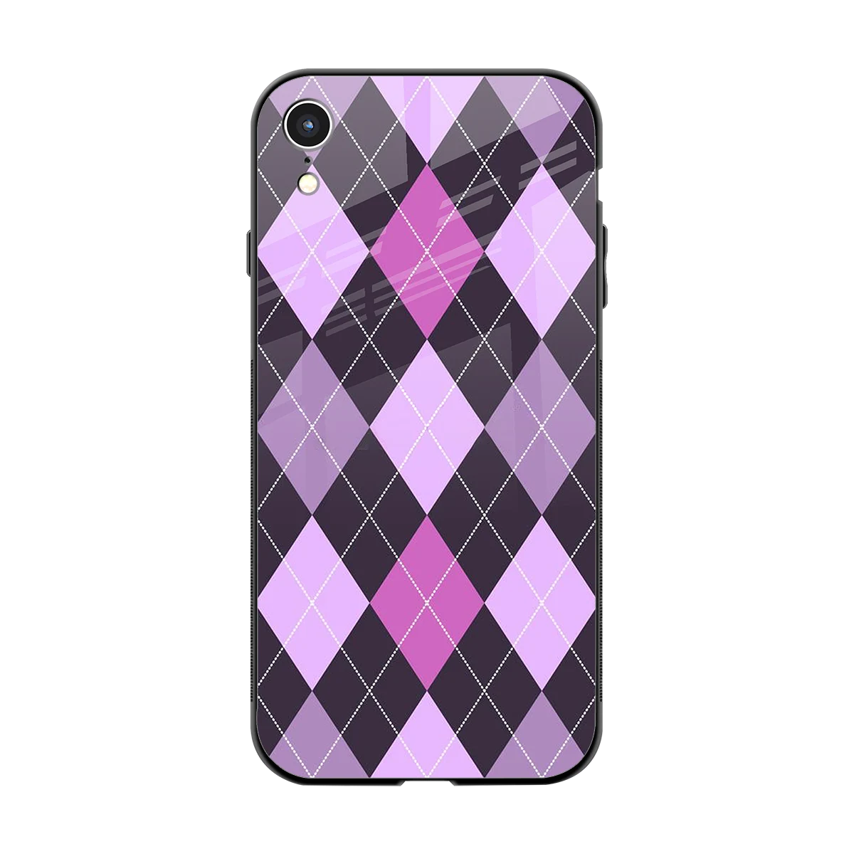 Argyle Purple back phone cover | glass case for iphone xr