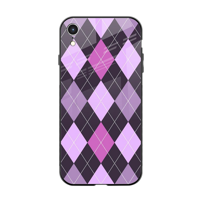 Argyle Purple back phone cover | glass case for iphone xr