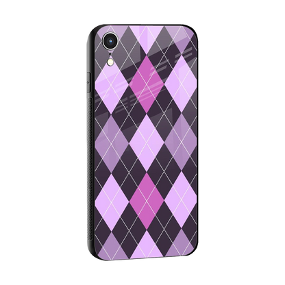 Argyle Purple sleek iphone xr cover with tempered glass back and TPU edges