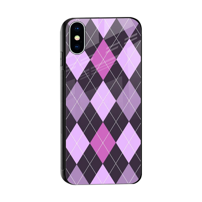 Argyle Purple sleek iphone xs cover with tempered glass back and TPU edges