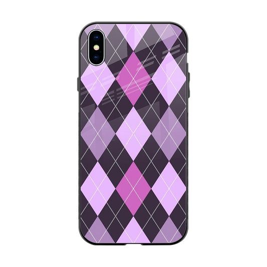 Argyle Purple back phone cover | glass case for iphone xs max