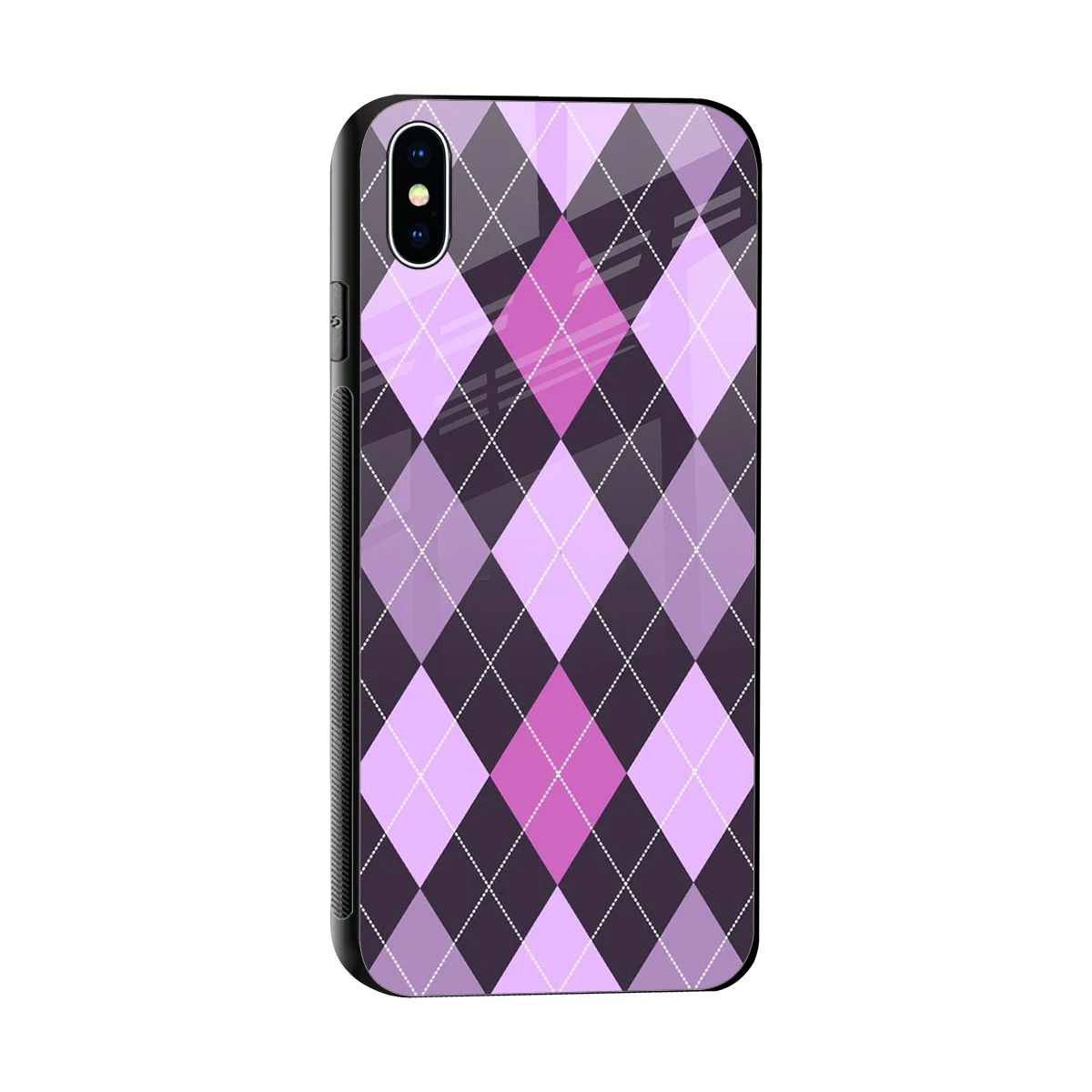 Argyle Purple sleek iphone xs max cover with tempered glass back and TPU edges