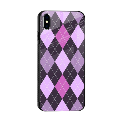Argyle Purple sleek iphone xs max cover with tempered glass back and TPU edges