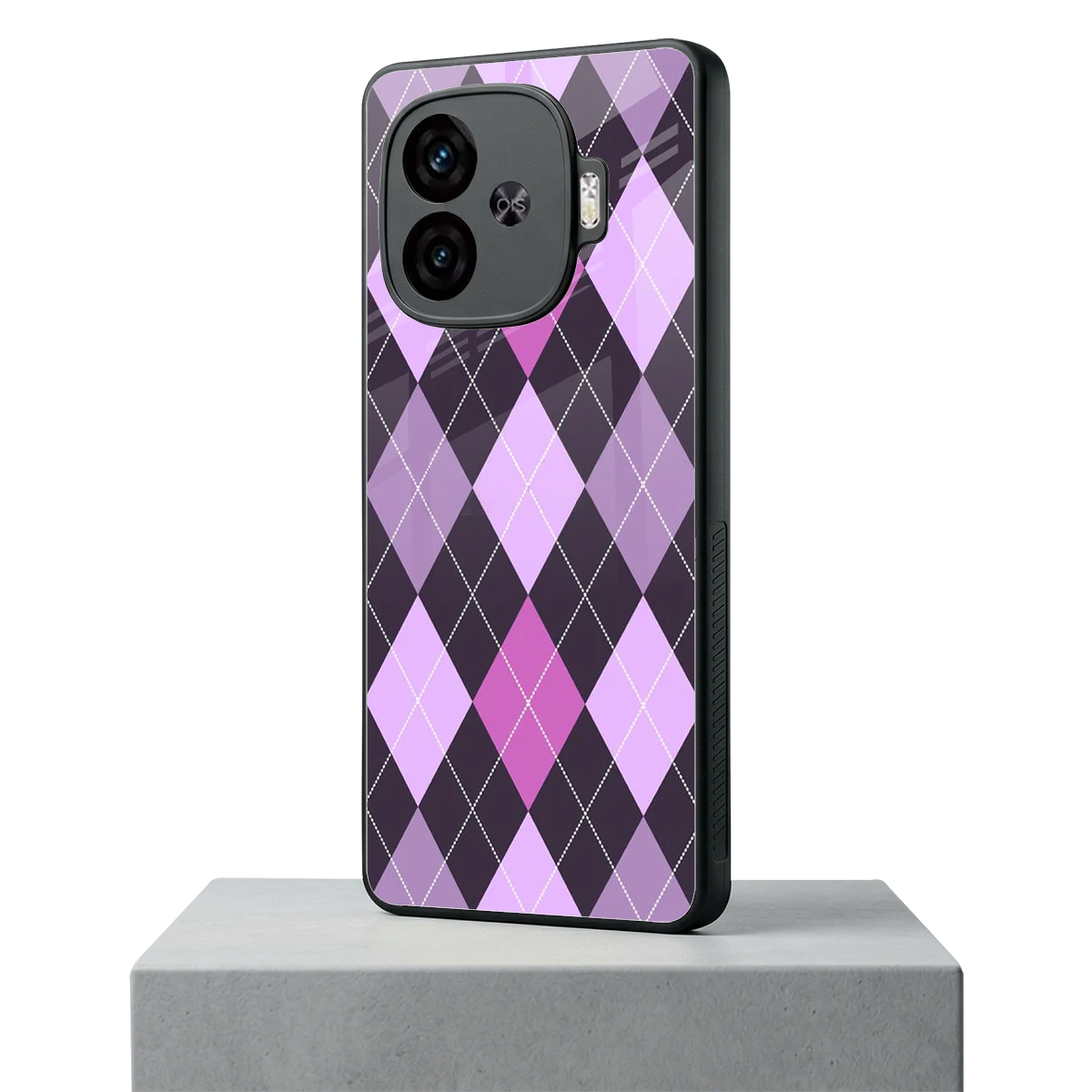 Argyle Purple iqoo neo 10r 5g mobile cover | shockproof glass phone case
