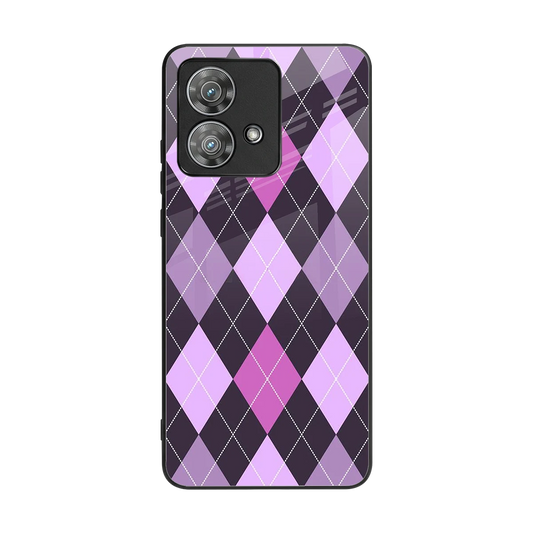 Argyle Purple back phone cover | glass case for motorola edge 40 neo 5g