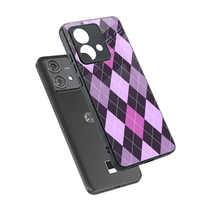 Argyle Purple sleek motorola edge 40 neo 5g cover with tempered glass back and TPU edges