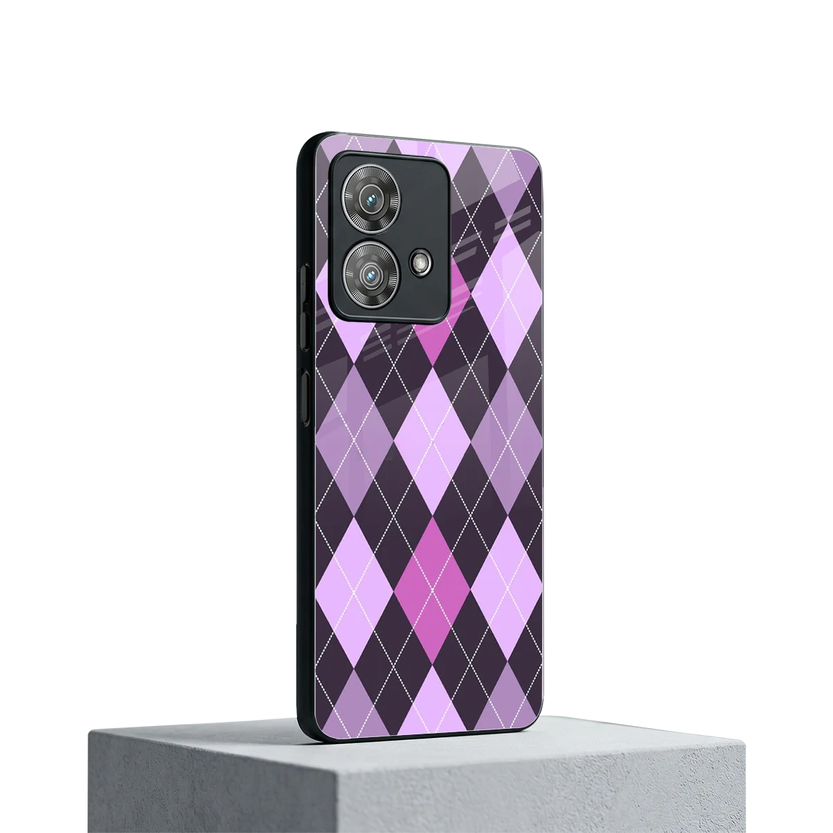 Argyle Purple motorola edge 40 neo 5g mobile cover | shockproof glass phone case