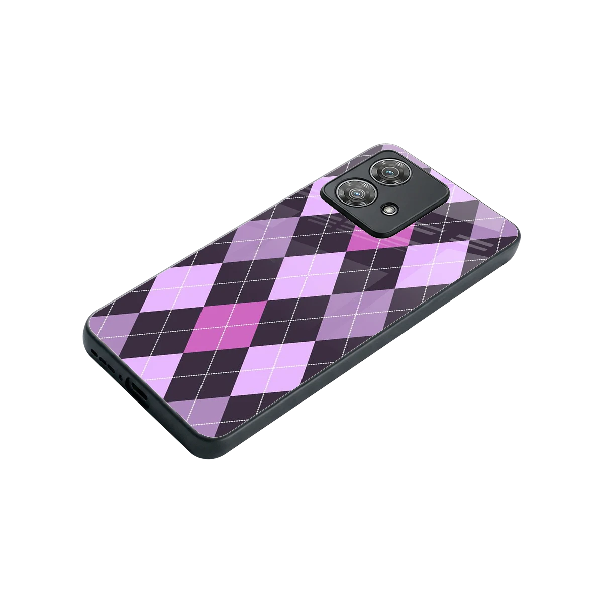 Argyle Purple stylish phone case for motorola edge 40 neo 5g | glossy glass and slim fit