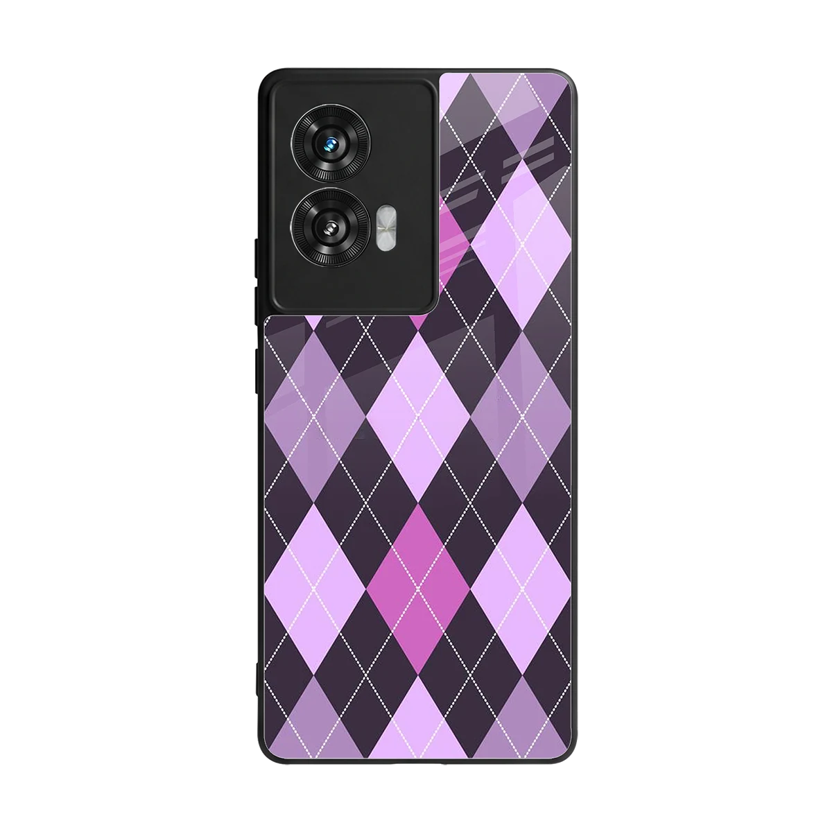 Argyle Purple back phone cover | glass case for motorola edge 50 fusion