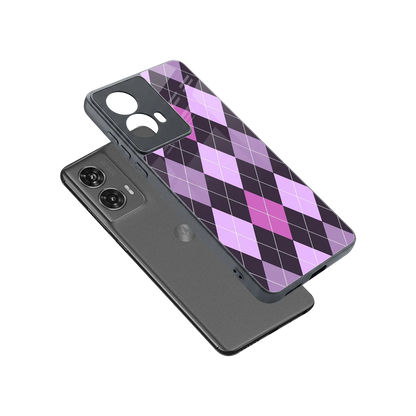 Argyle Purple sleek motorola edge 50 fusion cover with tempered glass back and TPU edges