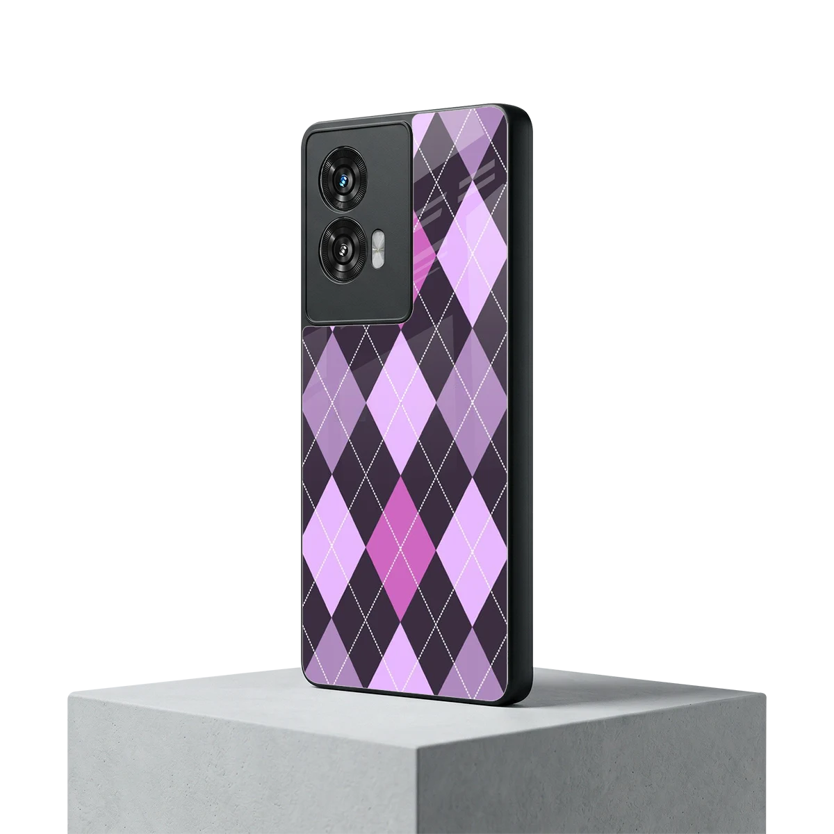 Argyle Purple motorola edge 50 fusion mobile cover | shockproof glass phone case