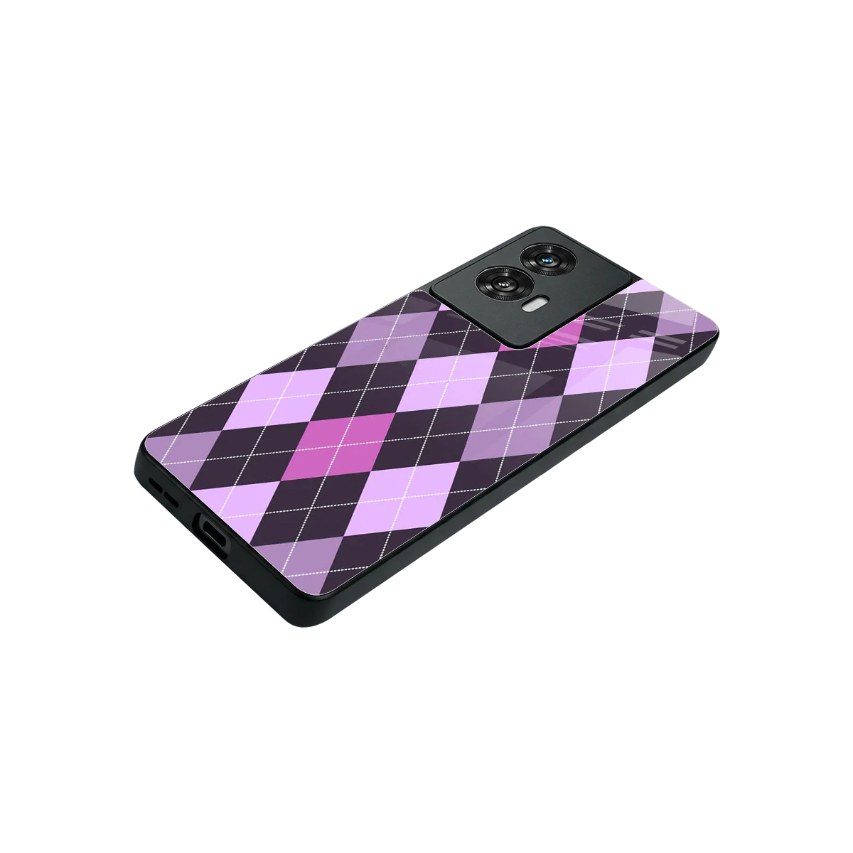 Argyle Purple stylish phone case for motorola edge 50 fusion | glossy glass and slim fit