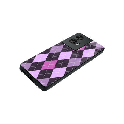 Argyle Purple stylish phone case for motorola edge 50 fusion | glossy glass and slim fit