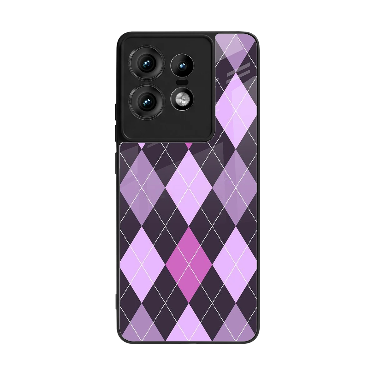 Argyle Purple back phone cover | glass case for motorola edge 50 pro