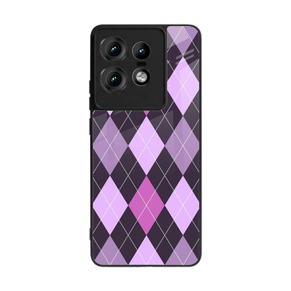 Argyle Purple back phone cover | glass case for motorola edge 50 pro