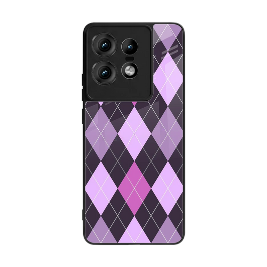 Argyle Purple back phone cover | glass case for motorola edge 50 pro
