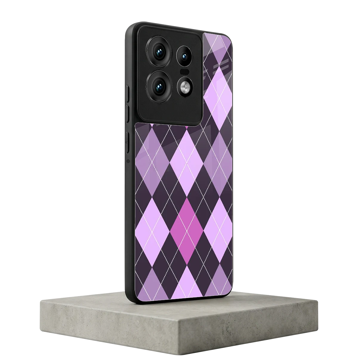Argyle Purple motorola edge 50 pro mobile cover | shockproof glass phone case