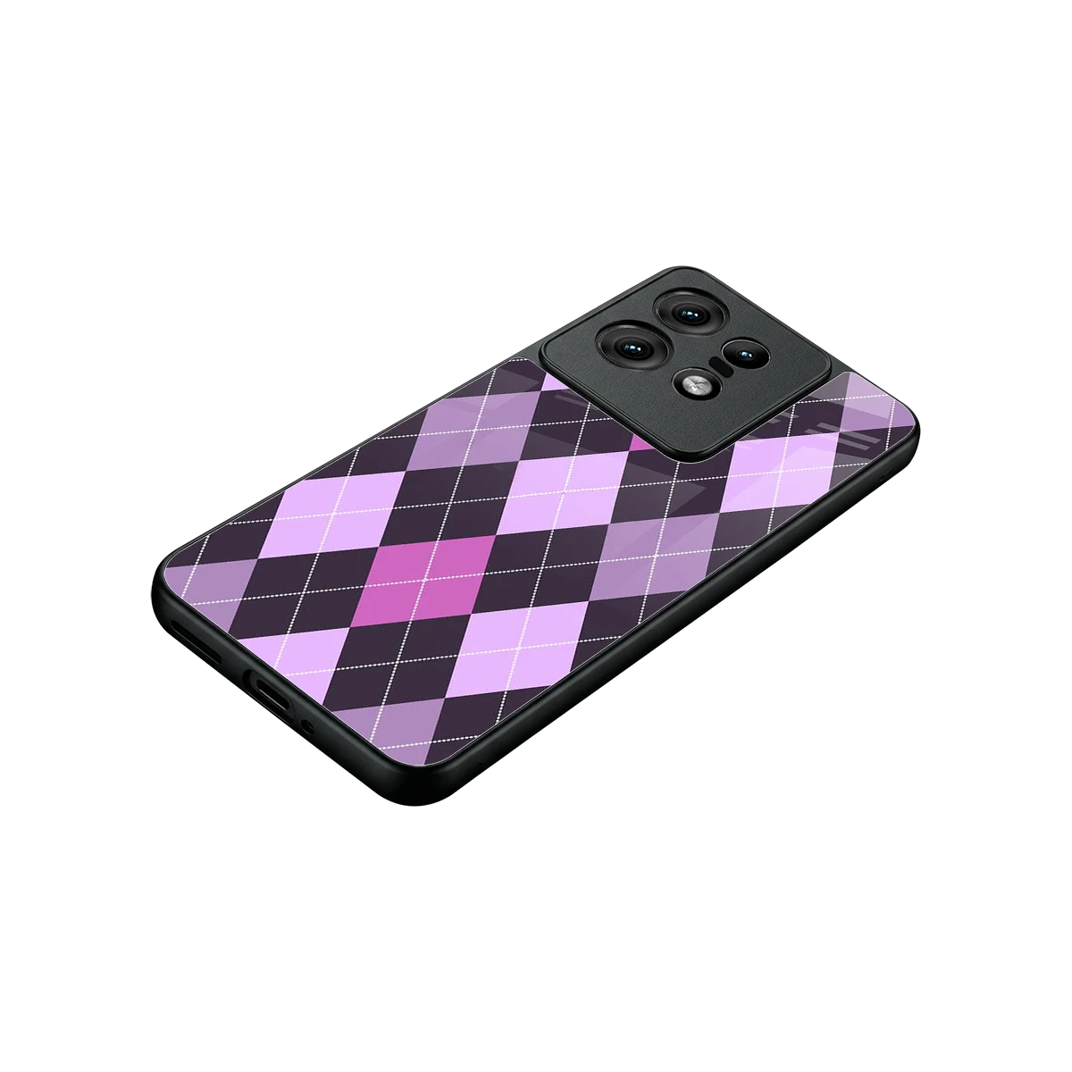 Argyle Purple stylish phone case for motorola edge 50 pro | glossy glass and slim fit