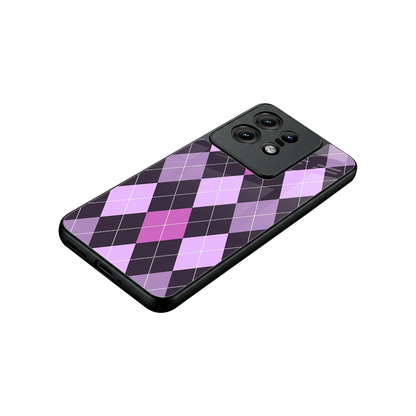 Argyle Purple stylish phone case for motorola edge 50 pro | glossy glass and slim fit