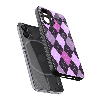 Argyle Purple sleek nothing phone 1 cover with tempered glass back and TPU edges