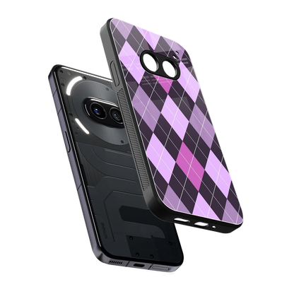 Argyle Purple sleek nothing phone 2a cover with tempered glass back and TPU edges