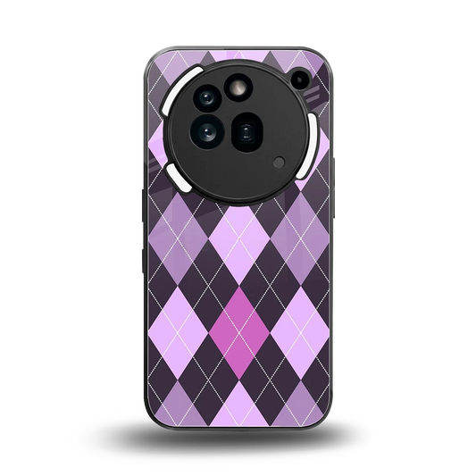Argyle Purple back phone cover | glass case for nothing phone 3a pro