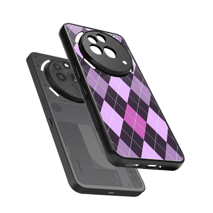 Argyle Purple sleek nothing phone 3a pro cover with tempered glass back and TPU edges