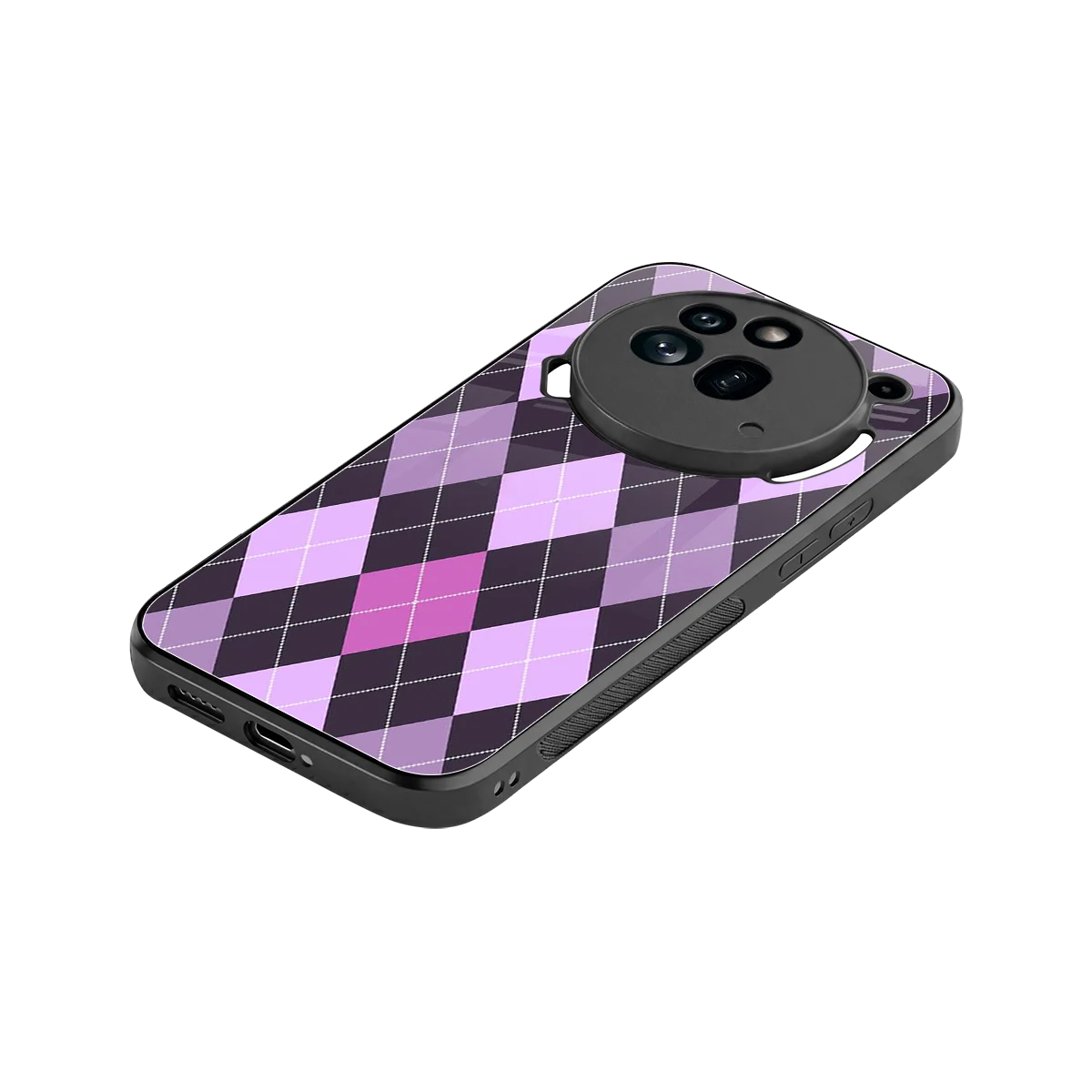 Argyle Purple stylish phone case for nothing phone 3a pro | glossy glass and slim fit