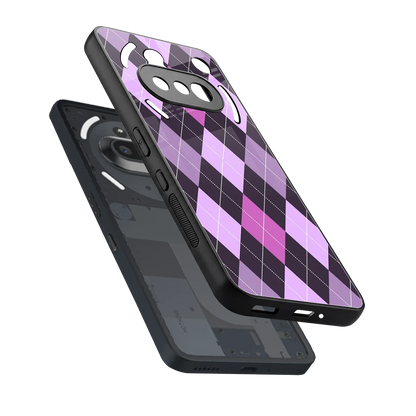 Argyle Purple sleek nothing phone 3a cover with tempered glass back and TPU edges