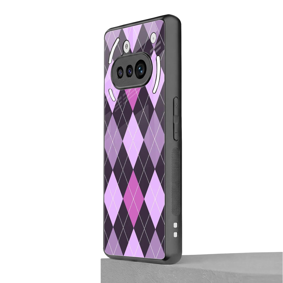 Argyle Purple nothing phone 3a mobile cover | shockproof glass phone case