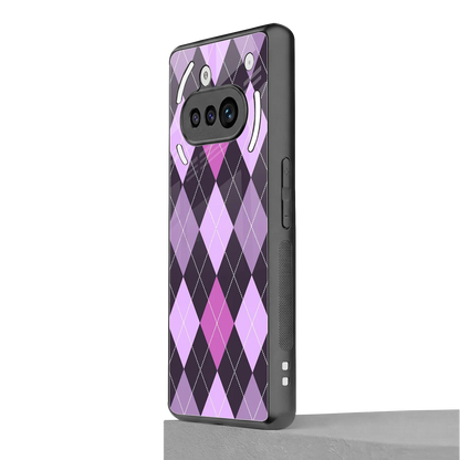 Argyle Purple nothing phone 3a mobile cover | shockproof glass phone case