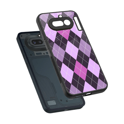 Argyle Purple sleek nothing phone 4a cover with tempered glass back and TPU edges