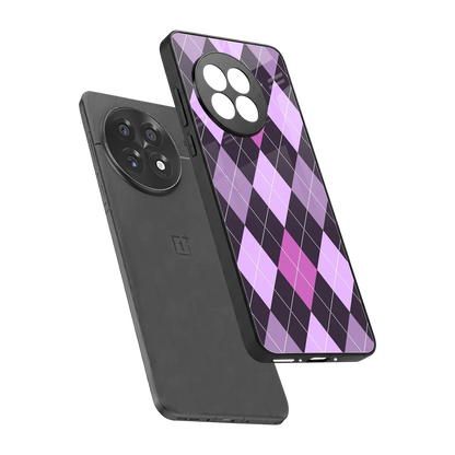 Argyle Purple sleek oneplus 13r cover with tempered glass back and TPU edges