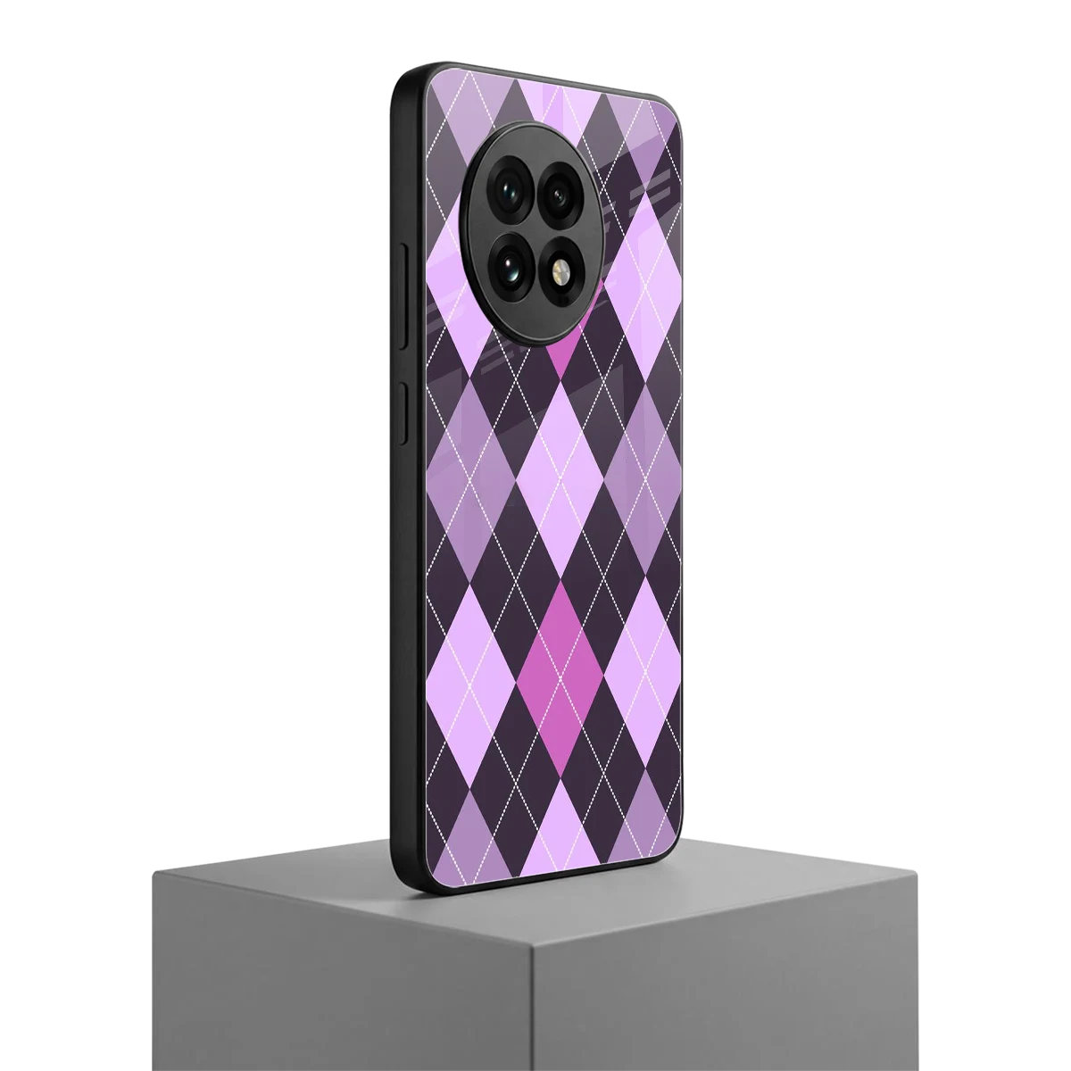 Argyle Purple oneplus 13r mobile cover | shockproof glass phone case