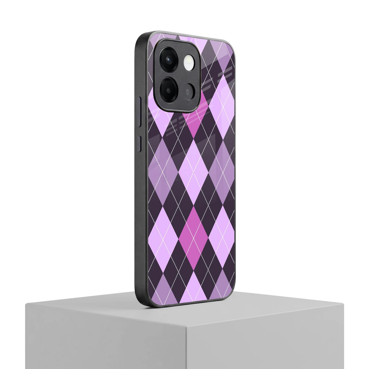 Argyle Purple oneplus 13s mobile cover | shockproof glass phone case