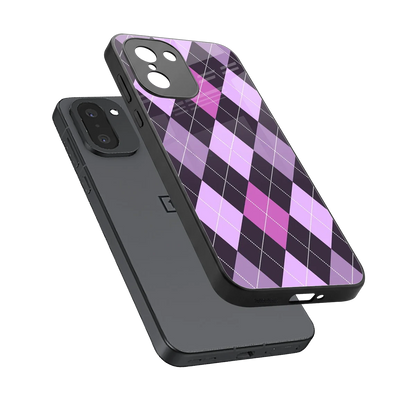Argyle Purple sleek oneplus 15r cover with tempered glass back and TPU edges