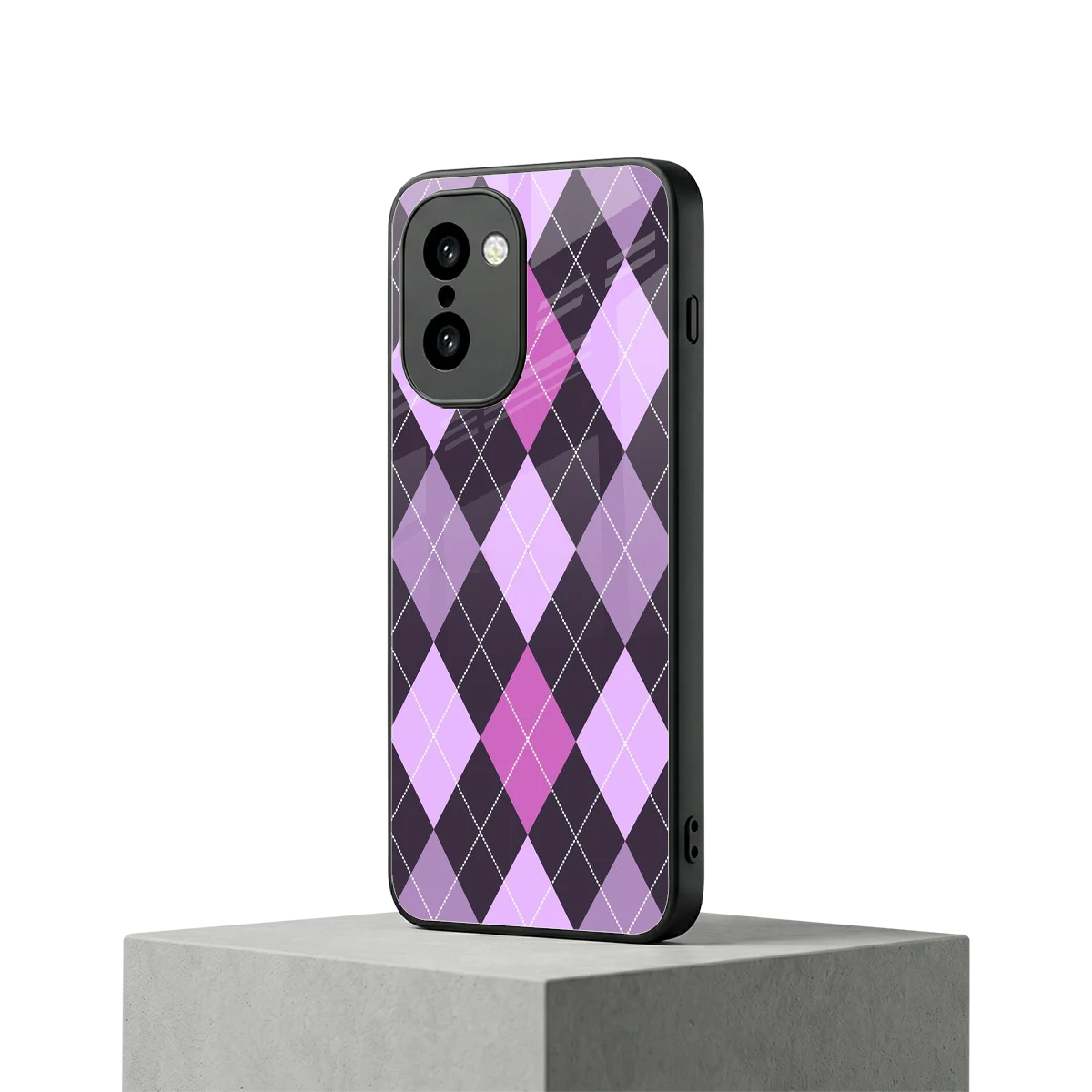 Argyle Purple oneplus 15r mobile cover | shockproof glass phone case